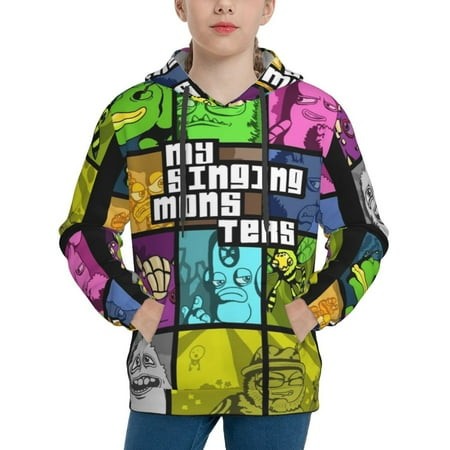 My Singing Monsters Youth Hoodies 3D Print Pullover Hooded Sweatshirt Unisex Casual Sweater Tops Blouse Long Sleeve Kids Hoodie X-Large