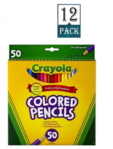 Crayola Colored Pencils, 50 Count, Adult Coloring (Pack of 12)