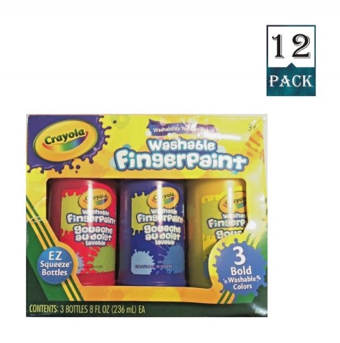 Crayola 3 Ct Washable Fingerpaint Bold Colors 8-oz (Pack of 12)