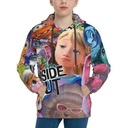 Inside Out Youth Hoodies 3D Print Pullover Hooded Sweatshirt Unisex Casual Sweater Tops Blouse Long Sleeve Kids Hoodie X-Large