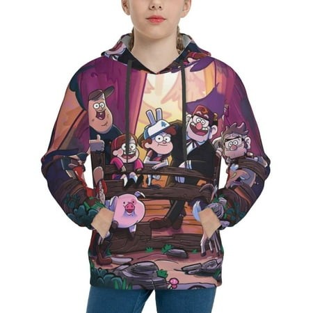 Gravity Falls Youth Hoodies 3D Print Pullover Hooded Sweatshirt Unisex Casual Sweater Tops Blouse Long Sleeve Kids Hoodie X-Large