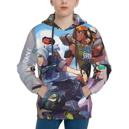 Valoranta Youth Hoodies 3D Print Pullover Hooded Sweatshirt Unisex Casual Sweater Tops Blouse Long Sleeve Kids Hoodie X-Large