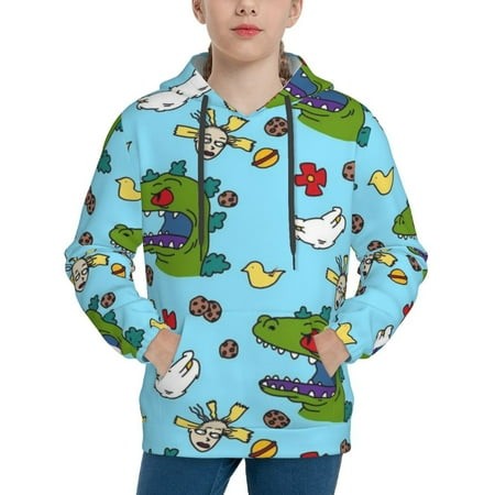 Rugrats Youth Hoodies 3D Print Pullover Hooded Sweatshirt Unisex Casual Sweater Tops Blouse Long Sleeve Kids Hoodie X-Large