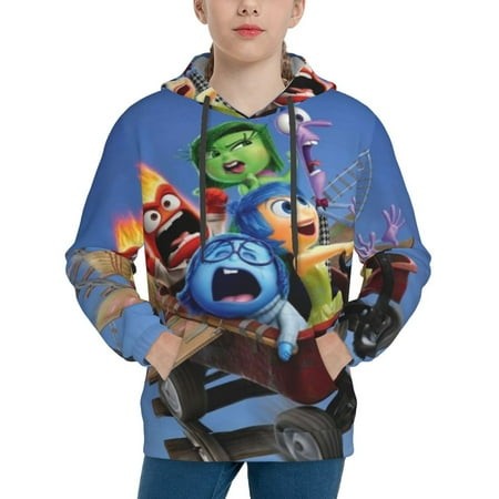Inside Out Youth Hoodies 3D Print Pullover Hooded Sweatshirt Unisex Casual Sweater Tops Blouse Long Sleeve Kids Hoodie X-Large