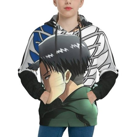 Attack on Titan Youth Hoodies 3D Print Pullover Hooded Sweatshirt Unisex Casual Sweater Tops Blouse Long Sleeve Kids Hoodie X-Large