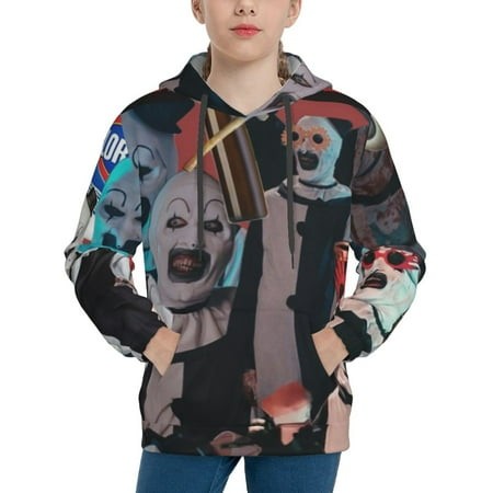 Terrifier Youth Hoodies 3D Print Pullover Hooded Sweatshirt Unisex Casual Sweater Tops Blouse Long Sleeve Kids Hoodie X-Large