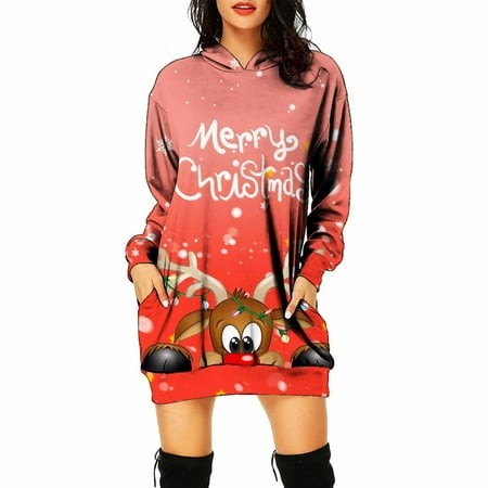 Texiao Chrismas Long Sleeve Fall Outfits for Women 2723  Polyester Spandex Sweatshirts for Teen Girls  Womens Christmas Print Long Sleeve Hoodie Sweat