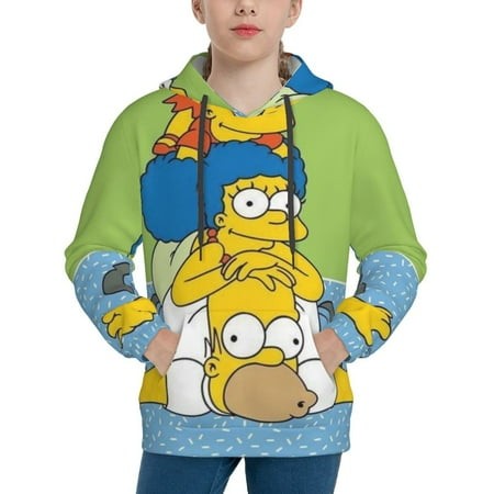 Simpsons Youth Hoodies 3D Print Pullover Hooded Sweatshirt Unisex Casual Sweater Tops Blouse Long Sleeve Kids Hoodie X-Large