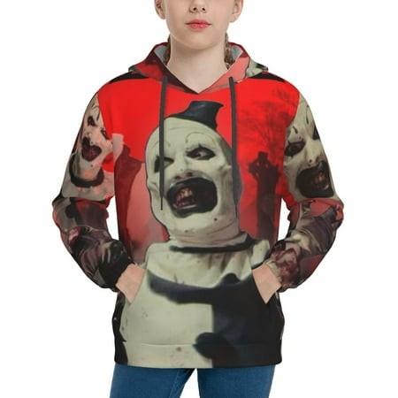 Terrifier Youth Hoodies 3D Print Pullover Hooded Sweatshirt Unisex Casual Sweater Tops Blouse Long Sleeve Kids Hoodie X-Large
