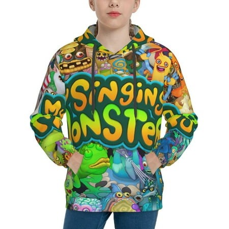 My Singing Monsters Youth Hoodies 3D Print Pullover Hooded Sweatshirt Unisex Casual Sweater Tops Blouse Long Sleeve Kids Hoodie X-Large