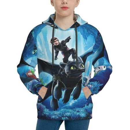 How to Train Your Dragon Youth Hoodies 3D Print Pullover Hooded Sweatshirt Unisex Casual Sweater Tops Blouse Long Sleeve Kids Hoodie X-Large