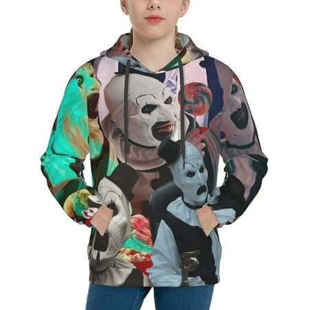 Terrifier Youth Hoodies 3D Print Pullover Hooded Sweatshirt Unisex Casual Sweater Tops Blouse Long Sleeve Kids Hoodie X-Large