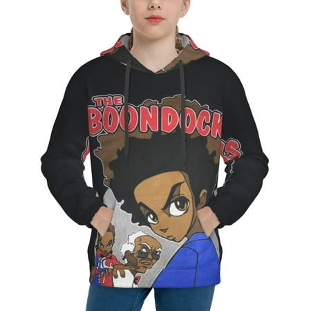 The Boondocks Youth Hoodies 3D Print Pullover Hooded Sweatshirt Unisex Casual Sweater Tops Blouse Long Sleeve Kids Hoodie X-Large