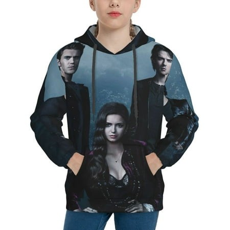 Vampire Diaries Youth Hoodies 3D Print Pullover Hooded Sweatshirt Unisex Casual Sweater Tops Blouse Long Sleeve Kids Hoodie X-Large