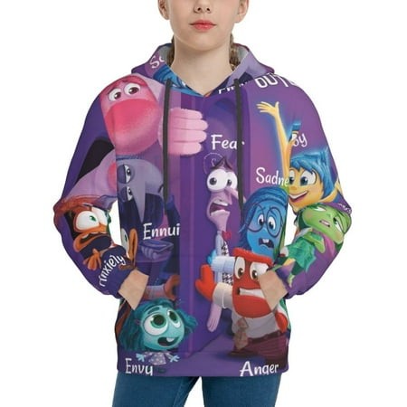 Inside Out Youth Hoodies 3D Print Pullover Hooded Sweatshirt Unisex Casual Sweater Tops Blouse Long Sleeve Kids Hoodie X-Large