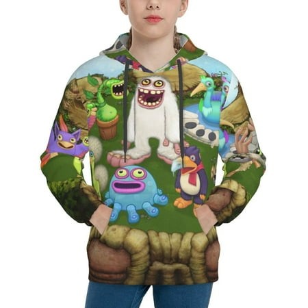 My Singing Monsters Youth Hoodies 3D Print Pullover Hooded Sweatshirt Unisex Casual Sweater Tops Blouse Long Sleeve Kids Hoodie X-Large