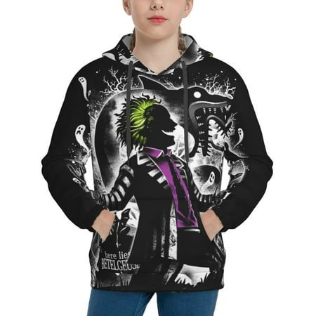 Beetlejuice Youth Hoodies 3D Print Pullover Hooded Sweatshirt Unisex Casual Sweater Tops Blouse Long Sleeve Kids Hoodie X-Large