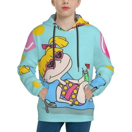 Rugrats Youth Hoodies 3D Print Pullover Hooded Sweatshirt Unisex Casual Sweater Tops Blouse Long Sleeve Kids Hoodie X-Large