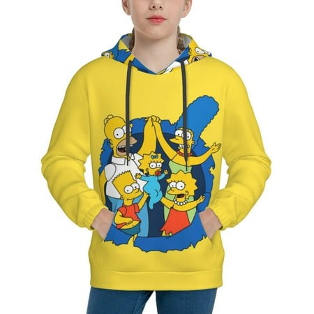 Simpsons Youth Hoodies 3D Print Pullover Hooded Sweatshirt Unisex Casual Sweater Tops Blouse Long Sleeve Kids Hoodie X-Large