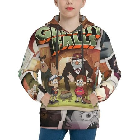 Gravity Falls Youth Hoodies 3D Print Pullover Hooded Sweatshirt Unisex Casual Sweater Tops Blouse Long Sleeve Kids Hoodie X-Large