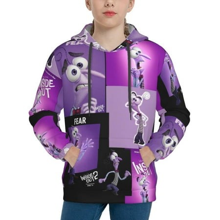 Inside Out Youth Hoodies 3D Print Pullover Hooded Sweatshirt Unisex Casual Sweater Tops Blouse Long Sleeve Kids Hoodie X-Large