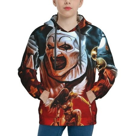 Terrifier Youth Hoodies 3D Print Pullover Hooded Sweatshirt Unisex Casual Sweater Tops Blouse Long Sleeve Kids Hoodie X-Large