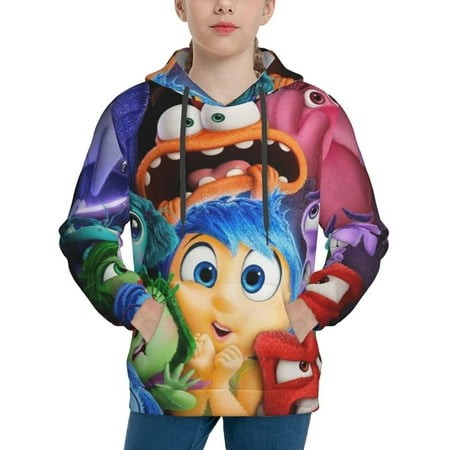 Inside Out Youth Hoodies 3D Print Pullover Hooded Sweatshirt Unisex Casual Sweater Tops Blouse Long Sleeve Kids Hoodie X-Large