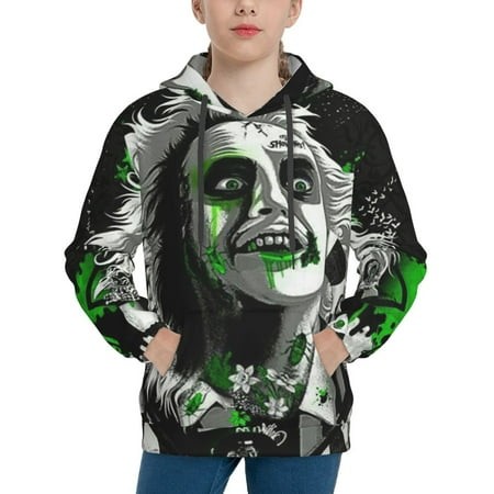 Beetlejuice Youth Hoodies 3D Print Pullover Hooded Sweatshirt Unisex Casual Sweater Tops Blouse Long Sleeve Kids Hoodie X-Large