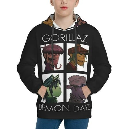 Gorillaz Youth Hoodies 3D Print Pullover Hooded Sweatshirt Unisex Casual Sweater Tops Blouse Long Sleeve Kids Hoodie X-Large