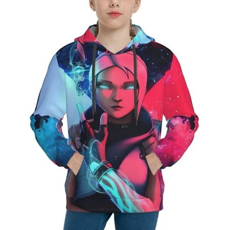 Valoranta Youth Hoodies 3D Print Pullover Hooded Sweatshirt Unisex Casual Sweater Tops Blouse Long Sleeve Kids Hoodie X-Large