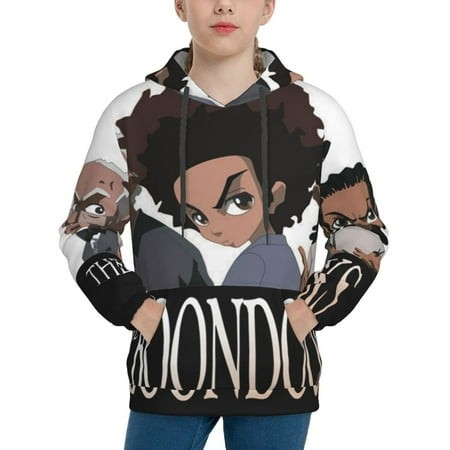 The Boondocks Youth Hoodies 3D Print Pullover Hooded Sweatshirt Unisex Casual Sweater Tops Blouse Long Sleeve Kids Hoodie X-Large