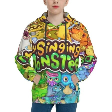 My Singing Monsters Youth Hoodies 3D Print Pullover Hooded Sweatshirt Unisex Casual Sweater Tops Blouse Long Sleeve Kids Hoodie X-Large