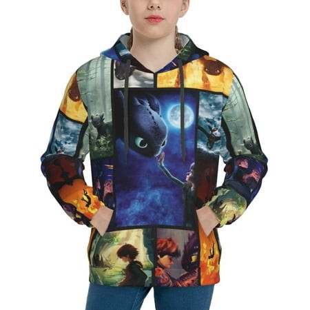 How to Train Your Dragon Youth Hoodies 3D Print Pullover Hooded Sweatshirt Unisex Casual Sweater Tops Blouse Long Sleeve Kids Hoodie X-Large