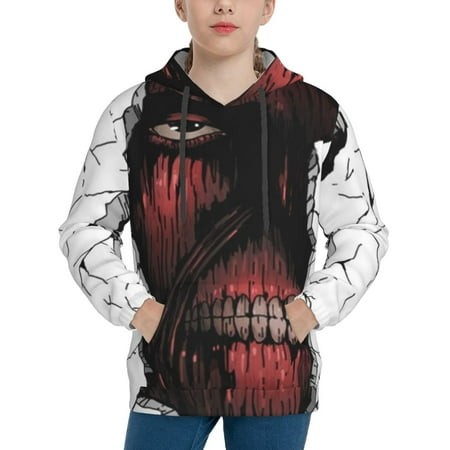Attack on Titan Youth Hoodies 3D Print Pullover Hooded Sweatshirt Unisex Casual Sweater Tops Blouse Long Sleeve Kids Hoodie X-Large