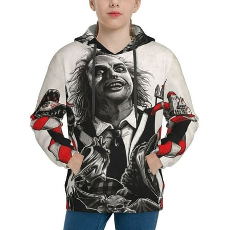 Beetlejuice Youth Hoodies 3D Print Pullover Hooded Sweatshirt Unisex Casual Sweater Tops Blouse Long Sleeve Kids Hoodie X-Large