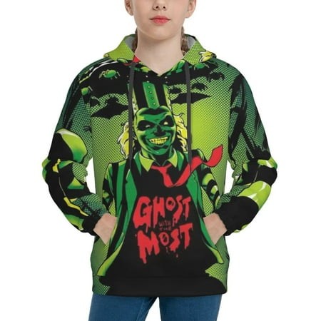 Beetlejuice Youth Hoodies 3D Print Pullover Hooded Sweatshirt Unisex Casual Sweater Tops Blouse Long Sleeve Kids Hoodie X-Large