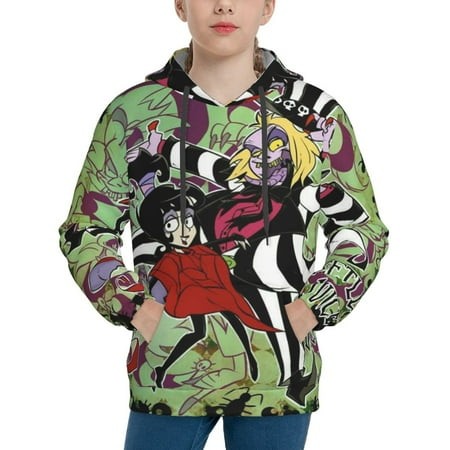 Beetlejuice Youth Hoodies 3D Print Pullover Hooded Sweatshirt Unisex Casual Sweater Tops Blouse Long Sleeve Kids Hoodie X-Large