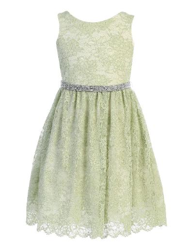 Kids Dream Big Girls Mint Strech Lace Rinestone Junior Bridesmaid Dress 20.5