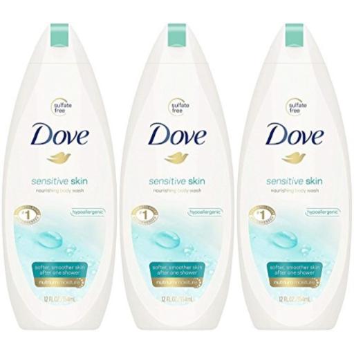 Dove Sensitive Skin Nourishing Body Wash, 12 Fluid Ounce (Pack of 3)