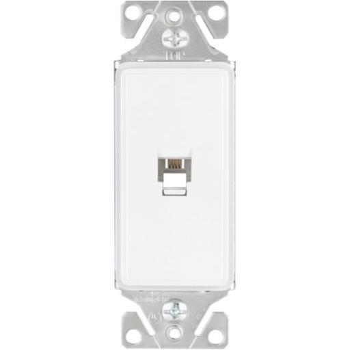 Eaton 9545-4WS ASPIRE Decorator Communication Single Category 3 Phone Jack Insert, White Satin