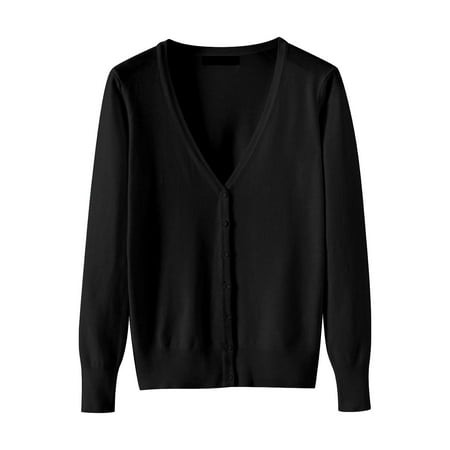 Luowei Winter Thermal Christmas Cardigan  Black Long Sleeve Christmas Cardigan  Women S Lightweight V Neck Cardigan Sweater (Available in Plus Size)  