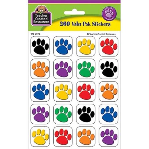 Teacher Created Resources Colorful Paw Print Stickers Value Pack (4973)