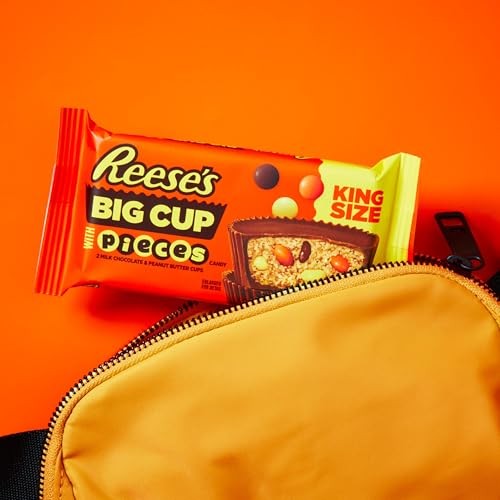 REESE'S Big Cup with Pieces Milk Chocolate King Size Peanut Butter Cups, Candy Packs, 2.8 Oz (16 Count) thumbnail