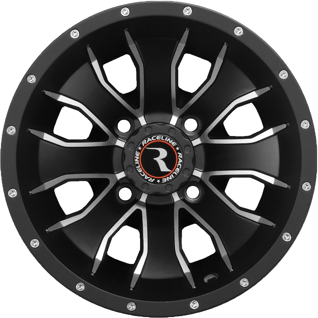 14x7 Raceline A77 Mamba UTV Satin Black with Machined Spokes Wheel 4x115 (10mm)