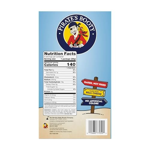 Pirate's Booty Aged White Cheddar Cheese Puffs, Gluten Free, Kids Snacks, 1 Oz. Individual Snack Bags (6 Count) thumbnail