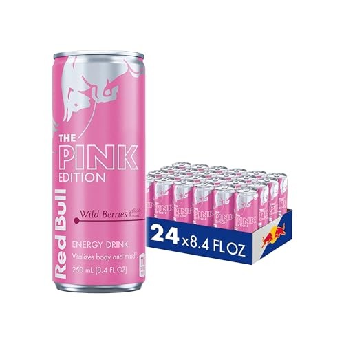 Red Bull Pink Edition Energy Drink, Wild Berries, 8.4 Fl. Oz., Case of 24 Cans, with 80mg Caffeine, Taurine & B Vitamins