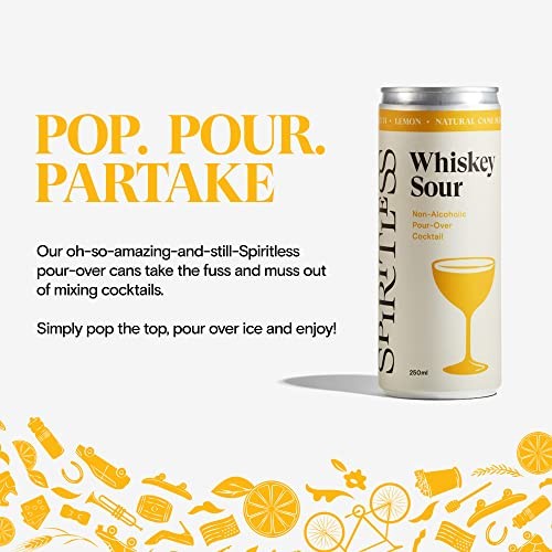 SPIRITLESS Whiskey Sour, Non-Alcoholic Pour-Over Cans, Ready to Drink Mocktail or Cocktail Mixer, Vegan, 35 Calories, 8.45 Fl Oz Cans (12 Pack) thumbnail