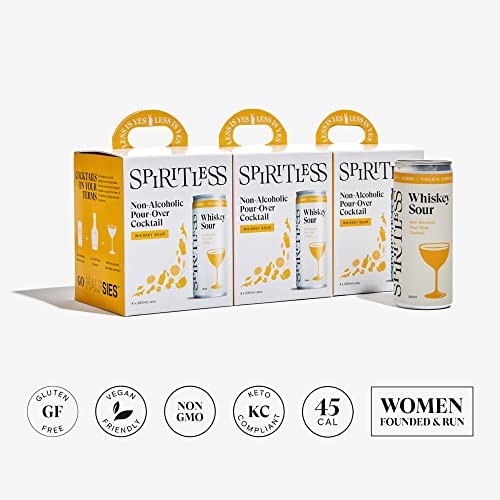 SPIRITLESS Whiskey Sour, Non-Alcoholic Pour-Over Cans, Ready to Drink Mocktail or Cocktail Mixer, Vegan, 35 Calories, 8.45 Fl Oz Cans (12 Pack) thumbnail
