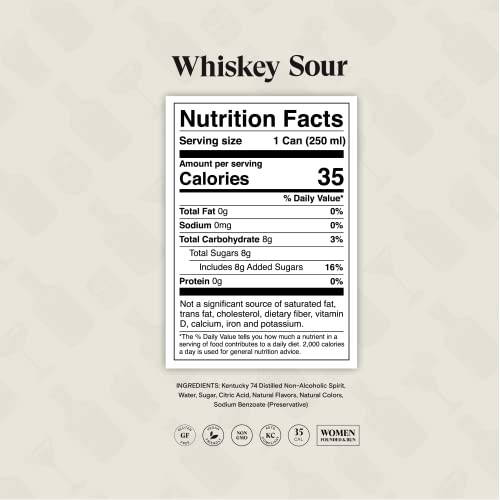 SPIRITLESS Whiskey Sour, Non-Alcoholic Pour-Over Cans, Ready to Drink Mocktail or Cocktail Mixer, Vegan, 35 Calories, 8.45 Fl Oz Cans (12 Pack) thumbnail