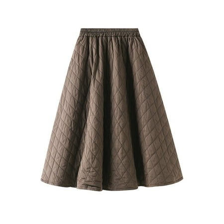 South Korea Dongdaemun Autumn New Elastic Waist Rhombus Woven Quilted - Line Slimming Skirt for Women 8835
